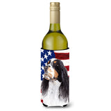 Usa American Flag With Springer Spaniel Wine Bottle Beverage Insulator Beverage Insulator Hugger