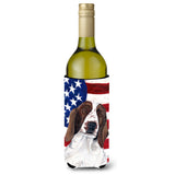 Usa American Flag With Welsh Springer Spaniel Wine Bottle Beverage Insulator Beverage Insulator Hugger