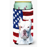Usa American Flag With Pit Bull Tall Boy Beverage Insulator Beverage Insulator Hugger