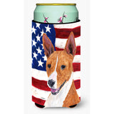Usa American Flag With Basenji Tall Boy Beverage Insulator Beverage Insulator Hugger