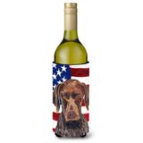 Usa American Flag With German Shorthaired Pointer Wine Bottle Beverage Insulator Beverage Insulator Hugger
