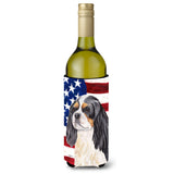 Usa American Flag With Cavalier Spaniel Wine Bottle Beverage Insulator Beverage Insulator Hugger