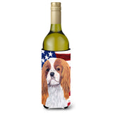 Usa American Flag With Cavalier Spaniel Wine Bottle Beverage Insulator Beverage Insulator Hugger Sc9115Literk