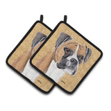 Caroline'S Treasures Boxer Wipe Your Paws Pair Of Pot Holders Sc9121Pthd, 7.5Hx7.5W, Multicolor