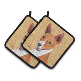 Caroline'S Treasures Basenji Wipe Your Paws Pair Of Pot Holders Sc9124Pthd, 7.5Hx7.5W, Multicolor