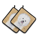 Caroline'S Treasures Bichon Frise Wipe Your Paws Pair Of Pot Holders Sc9135Pthd, 7.5Hx7.5W, Multicolor
