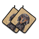 Caroline'S Treasures Dachshund Wipe Your Paws Pair Of Pot Holders Sc9139Pthd, 7.5Hx7.5W, Multicolor