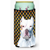 Pit Bull Candy Corn Halloween Portrait Tall Boy Beverage Insulator Beverage Insulator Hugger