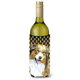 Australian Shepherd Candy Corn Halloween Wine Bottle Beverage Insulator Beverage Insulator Hugger
