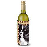 Border Collie Fall Leaves Portrait Wine Bottle Beverage Insulator Beverage Insulator Hugger