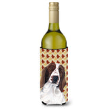 Welsh Springer Spaniel Fall Leaves Portrait Wine Bottle Beverage Insulator Beverage Insulator Hugger