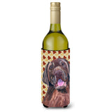 Labrador Chocolate Fall Leaves Portrait Wine Bottle Beverage Insulator Beverage Insulator Hugger