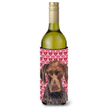 German Shorthaired Pointer Hearts Valentine'S Day Wine Bottle Beverage Insulator Beverage Insulator Hugger