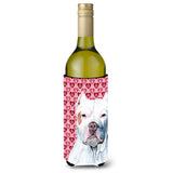 Pit Bull Hearts Love And Valentine'S Day Portrait Wine Bottle Beverage Insulator Beverage Insulator Hugger