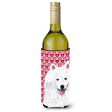 American Eskimo Hearts Valentine'S Day Portrait Wine Bottle Beverage Insulator Beverage Insulator Hugger