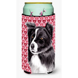 Border Collie Hearts Love And Valentine'S Day Portrait Tall Boy Beverage Insulator Beverage Insulator Hugger