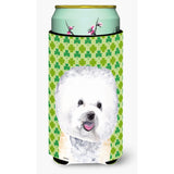 Bichon Frise St. Patrick'S Day Shamrock Portrait Tall Boy Beverage Insulator Beverage Insulator Hugger