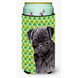 Pug Black St. Patrick'S Day Shamrock Portrait Tall Boy Beverage Insulator Beverage Insulator Hugger