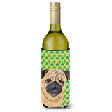 Pug St. Patrick'S Day Shamrock Portrait Wine Bottle Beverage Insulator Beverage Insulator Hugger Sc9291Literk