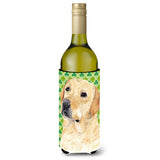Labrador Yellow St. Patrick'S Day Shamrock Portrait Wine Bottle Beverage Insulator Beverage Insulator Hugger