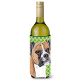 Boxer St. Patrick'S Day Shamrock Portrait Wine Bottle Beverage Insulator Beverage Insulator Hugger