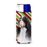 Springer Spaniel Candy Cane Holiday Christmas Ultra Beverage Insulators For Slim Cans Sc9321Muk