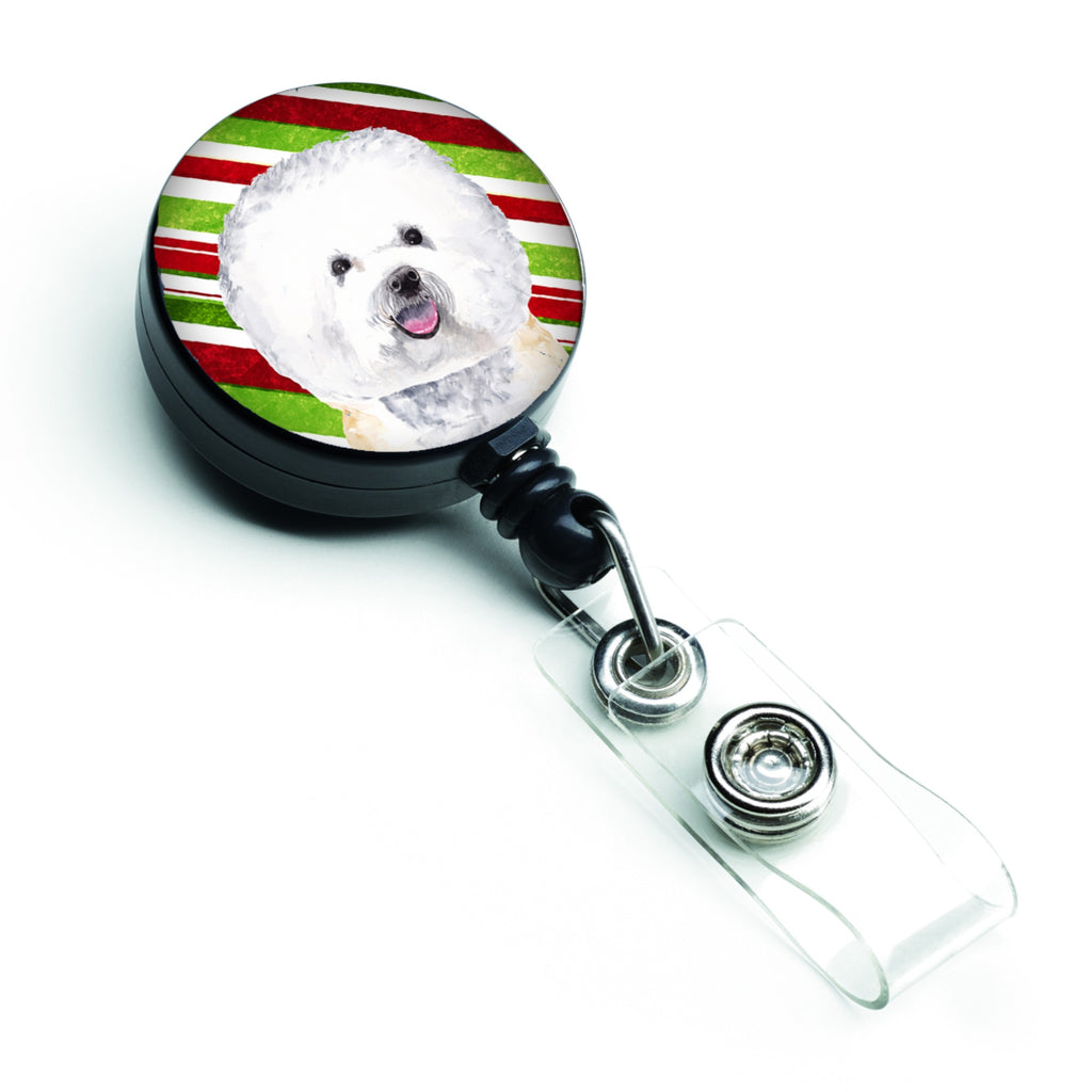 Caroline'S Treasures Bichon Frise Candy Cane Holiday Christmas Retractable Badge Reel, Multicolor (Sc9322Br)