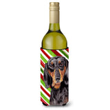 Dachshund Candy Cane Holiday Christmas Wine Bottle Beverage Insulator Beverage Insulator Hugger Sc9323Literk