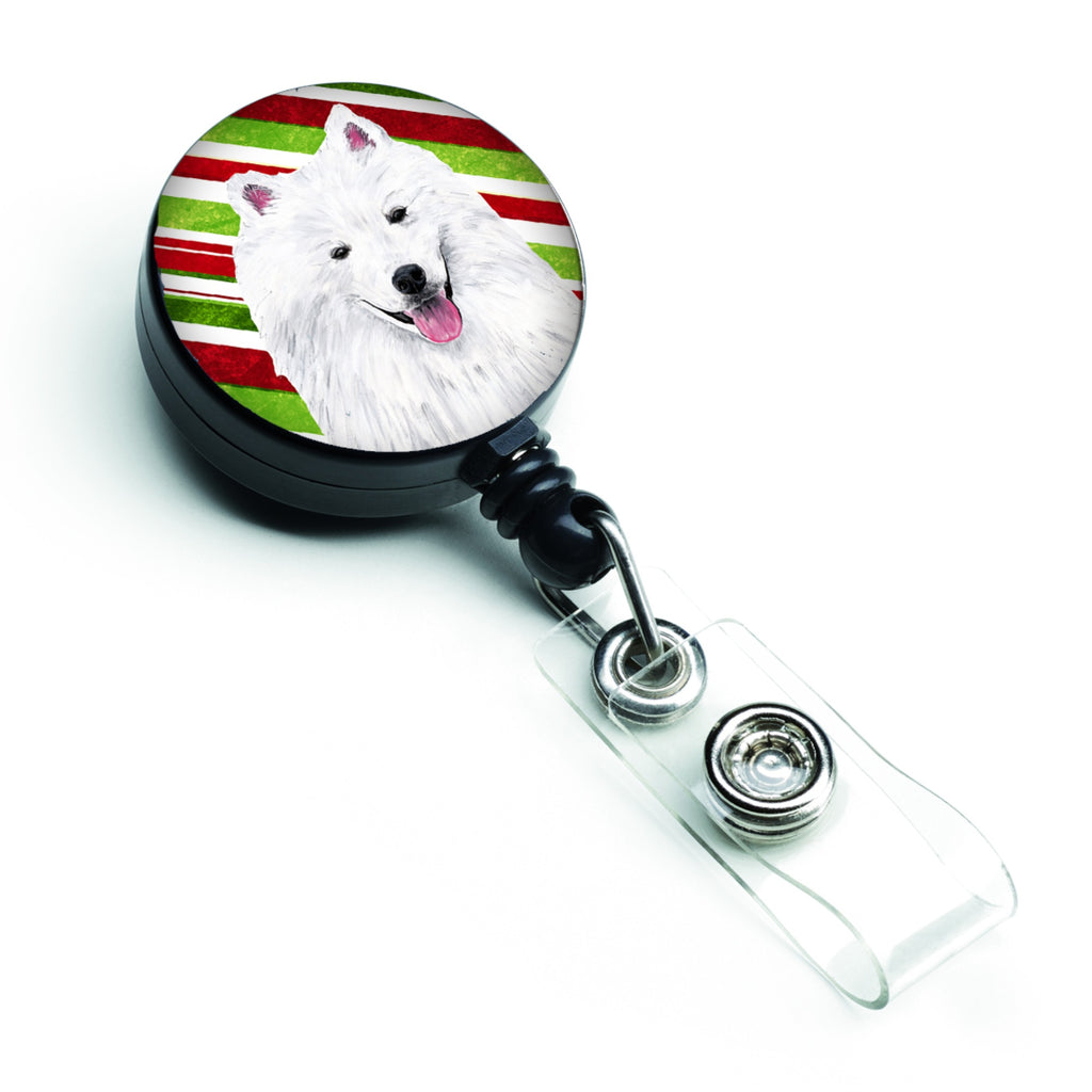 Caroline'S Treasures American Eskimo Candy Cane Christmas Retractable Badge Reel, Multicolor (Sc9339Br)