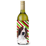 Welsh Springer Spaniel Candy Cane Holiday Christmas Wine Bottle Beverage Insulator Beverage Insulator Hugger