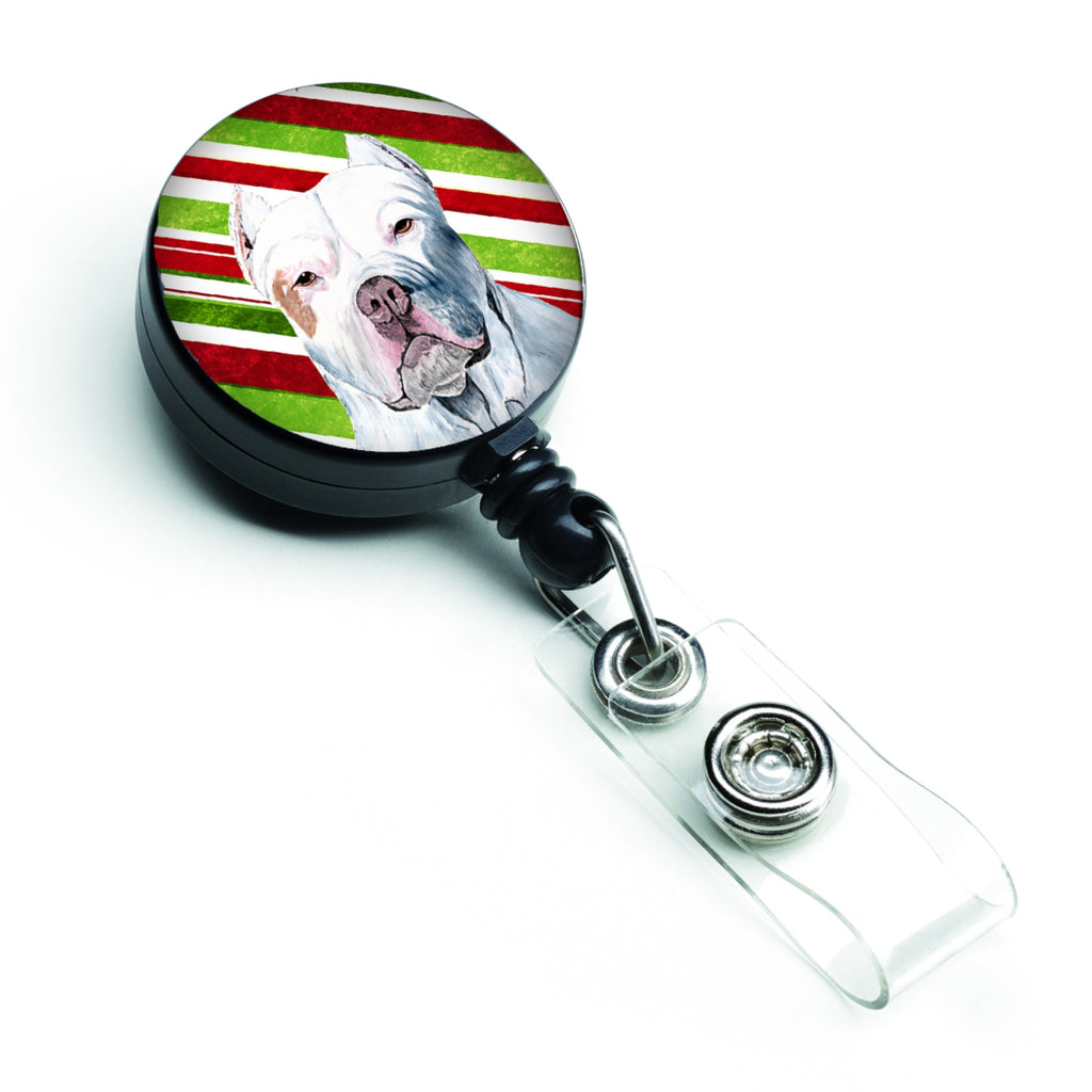 Caroline'S Treasures Pit Bull Candy Cane Holiday Christmas Retractable Badge Reel, Multicolor (Sc9341Br)