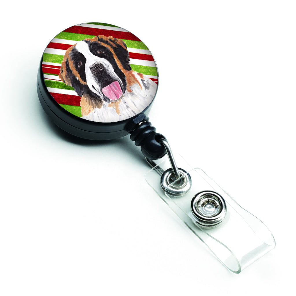 Caroline'S Treasures Saint Bernard Candy Cane Holiday Christmas Retractable Badge Reel, Multicolor (Sc9342Br)