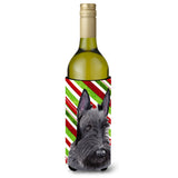 Scottish Terrier Candy Cane Holiday Christmas Wine Bottle Beverage Insulator Beverage Insulator Hugger