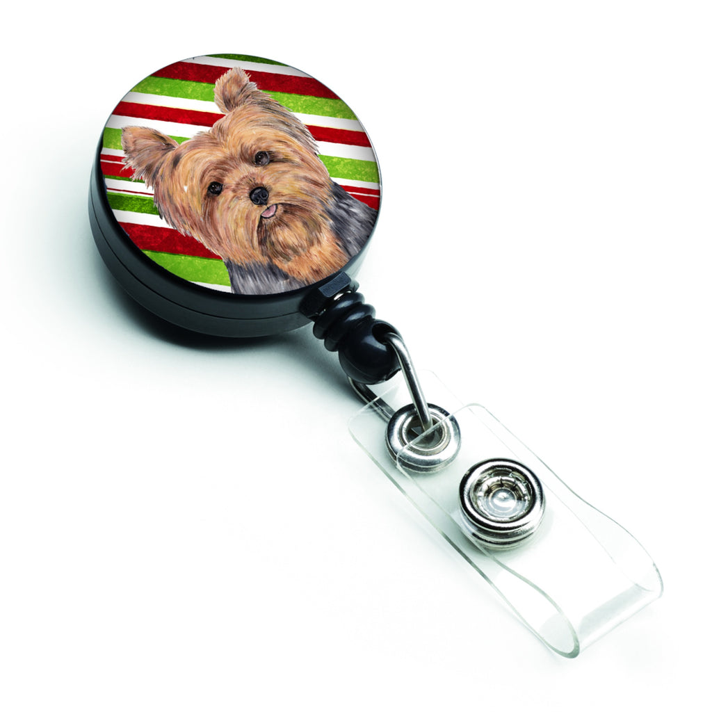 Caroline'S Treasures Yorkie Candy Cane Holiday Christmas Retractable Badge Reel, Multicolor (Sc9348Br)