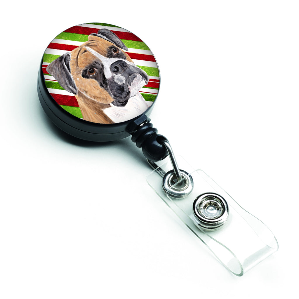 Caroline'S Treasures Boxer Candy Cane Holiday Christmas Retractable Badge Reel, Multicolor (Sc9350Br)