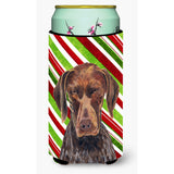 German Shorthaired Pointer Candy Cane Holiday Christmas Tall Boy Beverage Insulator Beverage Insulator Hugger