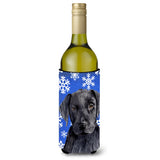 Labrador Winter Snowflakes Holiday Wine Bottle Beverage Insulator Beverage Insulator Hugger Sc9364Literk
