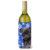 Pug Winter Snowflakes Holiday Wine Bottle Beverage Insulator Beverage Insulator Hugger Sc9366Literk