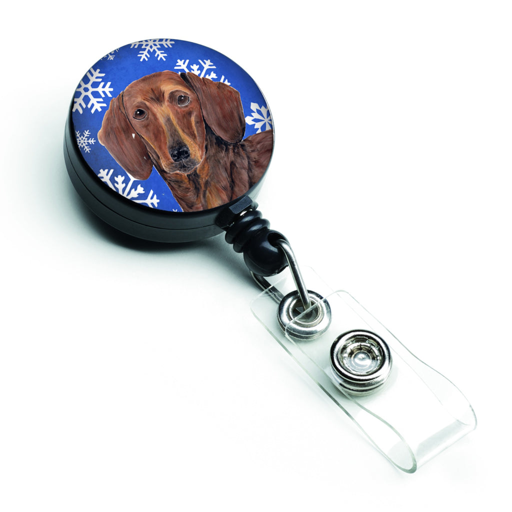 Caroline'S Treasures Dachshund Winter Snowflakes Holiday Retractable Badge Reel, Multicolor (Sc9368Br)