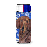 Dachshund Winter Snowflakes Holiday Ultra Beverage Insulators For Slim Cans Sc9368Muk
