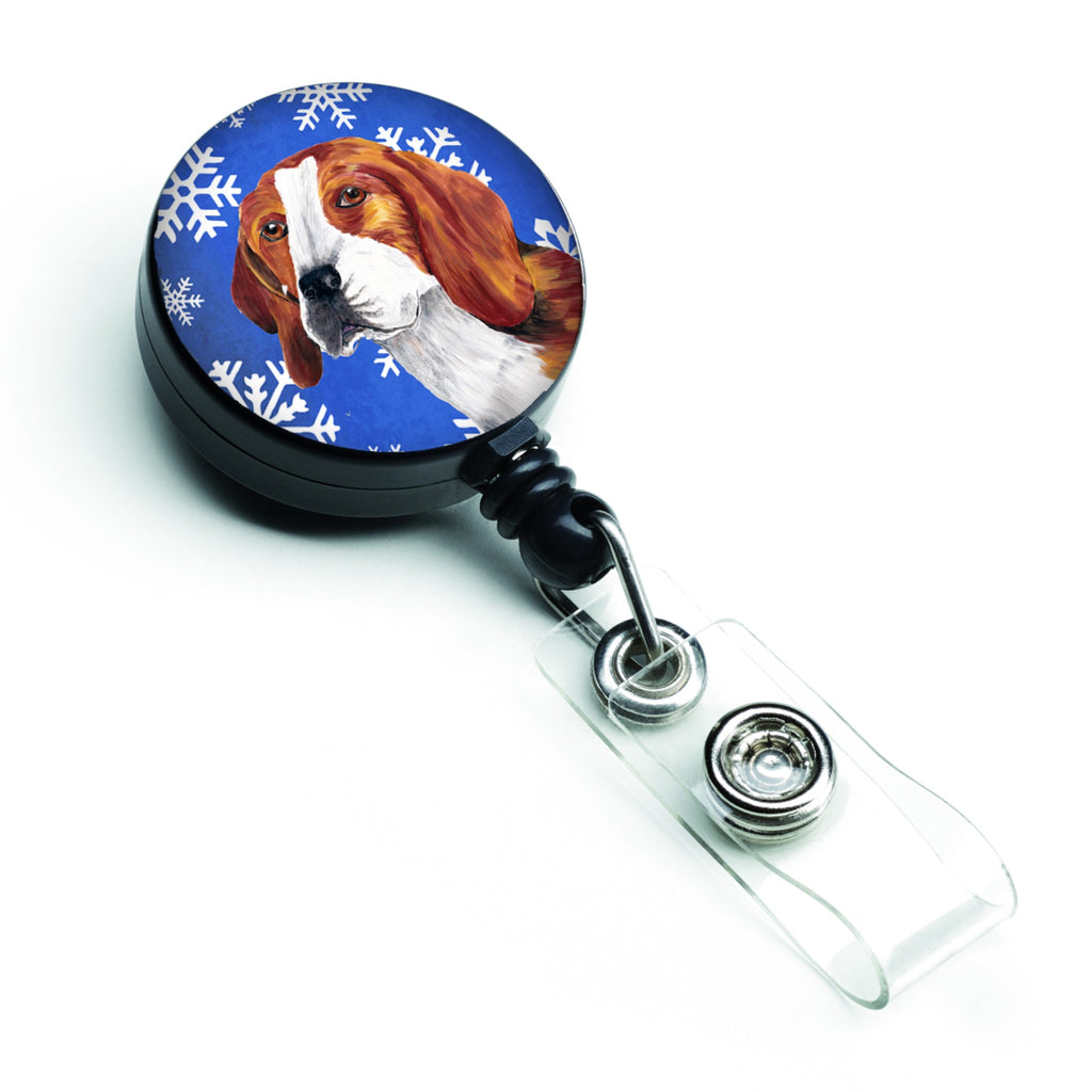 Caroline'S Treasures Beagle Winter Snowflakes Holiday Retractable Badge Reel, Multicolor (Sc9369Br)