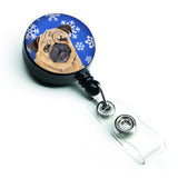 Caroline'S Treasures Pug Winter Snowflakes Holiday Retractable Badge Reel, Multicolor (Sc9371Br)
