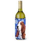 Basset Hound Winter Snowflakes Holiday Wine Bottle Beverage Insulator Beverage Insulator Hugger Sc9372Literk