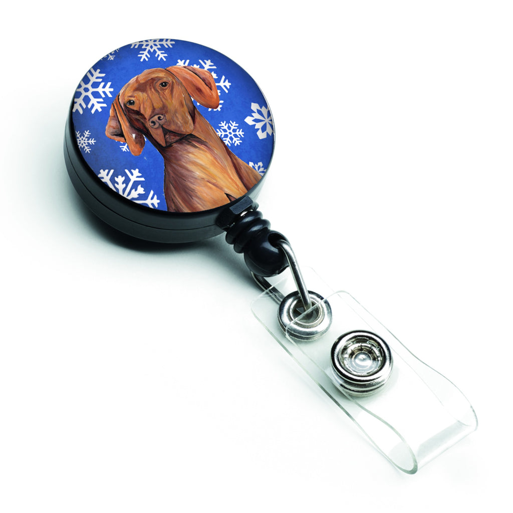 Caroline'S Treasures Vizsla Winter Snowflakes Holiday Retractable Badge Reel, Multicolor (Sc9378Br)