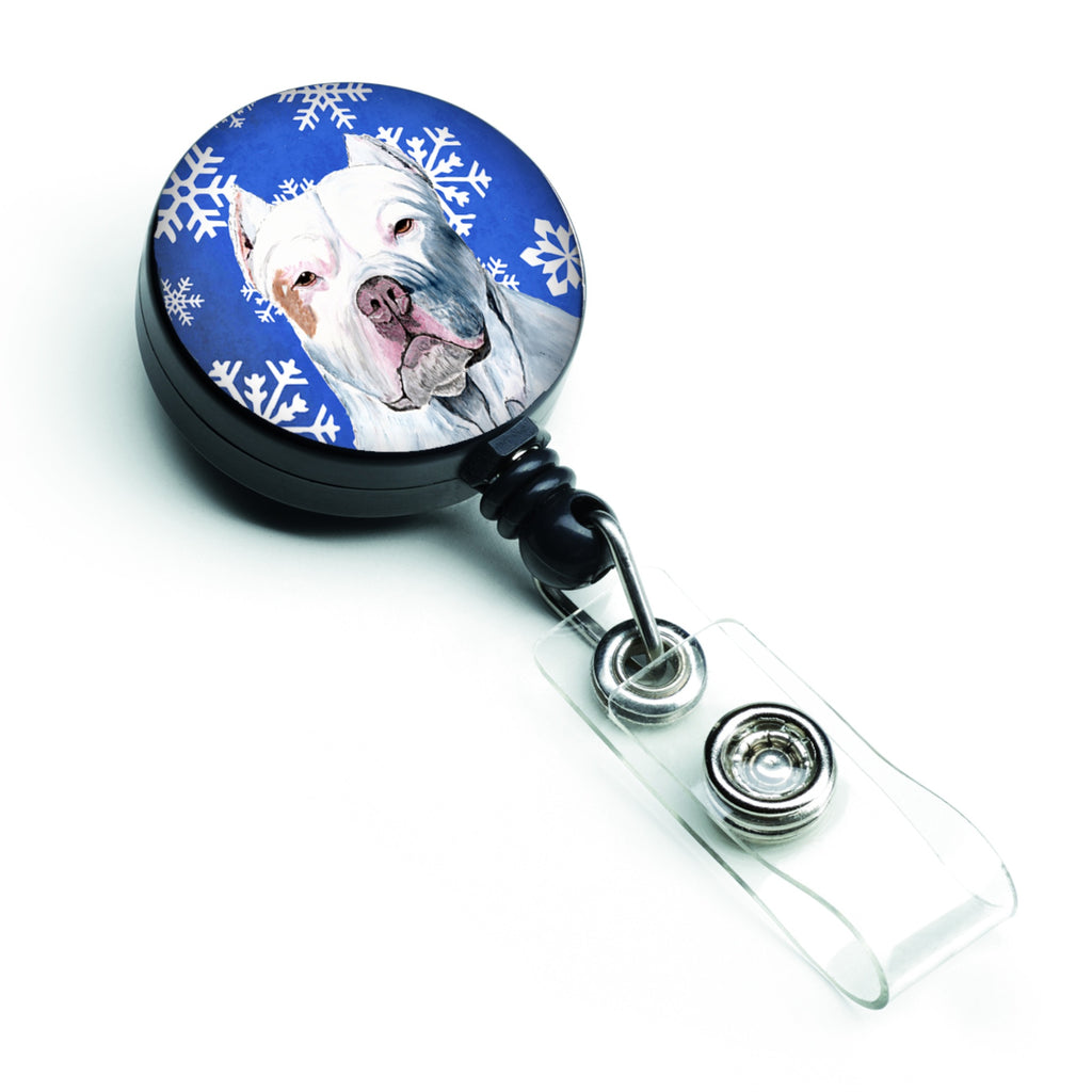 Caroline'S Treasures Pit Bull Winter Snowflakes Holiday Retractable Badge Reel, Multicolor (Sc9381Br)
