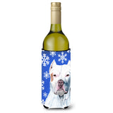 Pit Bull Winter Snowflakes Holiday Wine Bottle Beverage Insulator Beverage Insulator Hugger