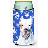 Pit Bull Winter Snowflakes Holiday Tall Boy Beverage Insulator Beverage Insulator Hugger