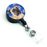 Caroline'S Treasures Mastiff Winter Snowflakes Holiday Retractable Badge Reel, Multicolor (Sc9385Br)