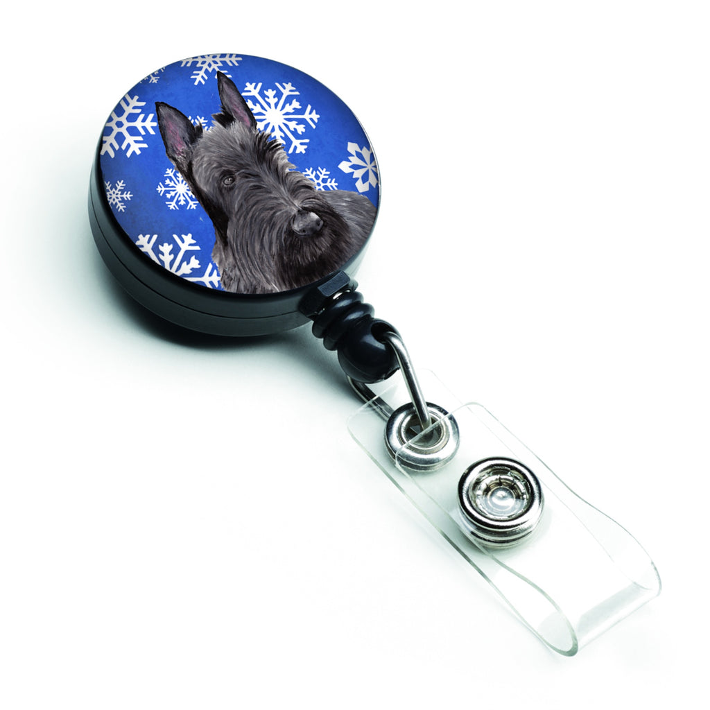 Caroline'S Treasures Scottish Terrier Winter Snowflakes Holiday Retractable Badge Reel, Multicolor (Sc9386Br)