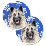 Caroline'S Treasures Belgian Tervuren Winter Snowflakes Holiday Set Of 2 Cup Holder Car Coasters Sc9392Carc, 2.56, Multicolor,